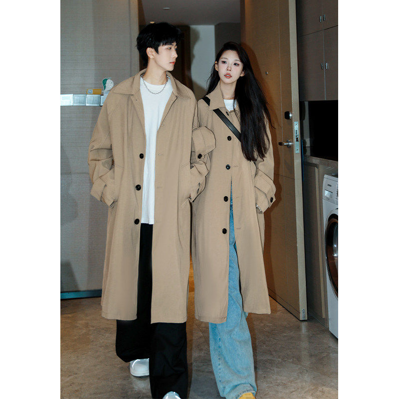 春季中长款风衣韩系情侣过膝高级感外套男女时尚