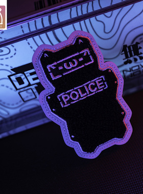 AGENT SHARK鲨鱼特工 猫猫盾POLIZEI毛茸茸魔术贴 士气章识别章