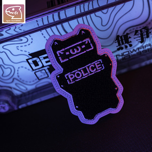 AGENT SHARK鲨鱼特工 猫猫盾POLIZEI毛茸茸魔术贴 士气章识别章