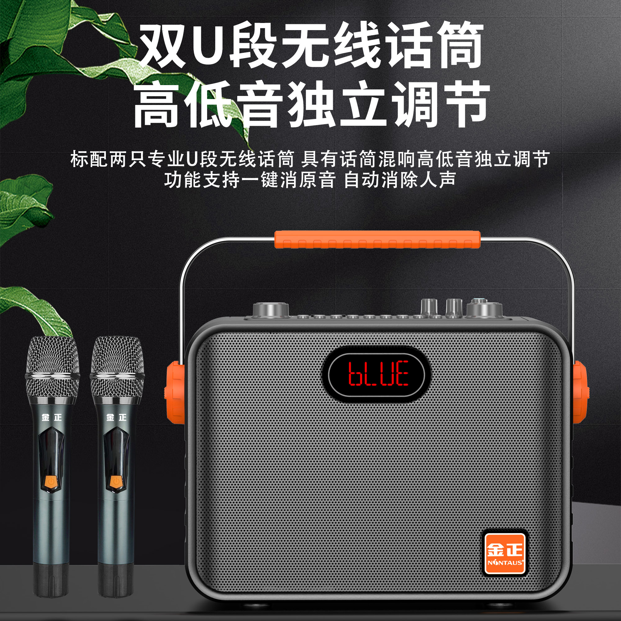 金正3喇叭双话筒70W大功率