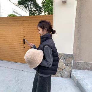 Hers一勺甜冬季韩版简约通勤百搭保暖立领大排骨羽绒马甲女92535