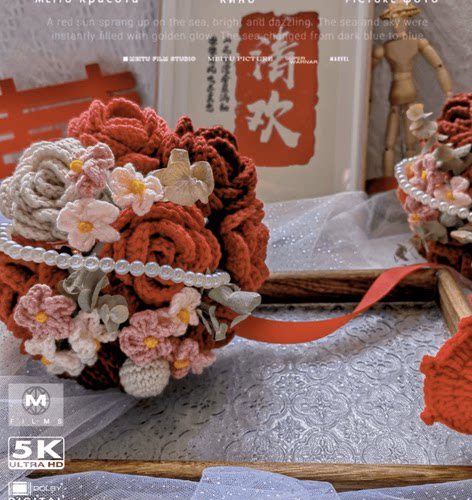 手捧花钩织手工编织diy玫瑰花束