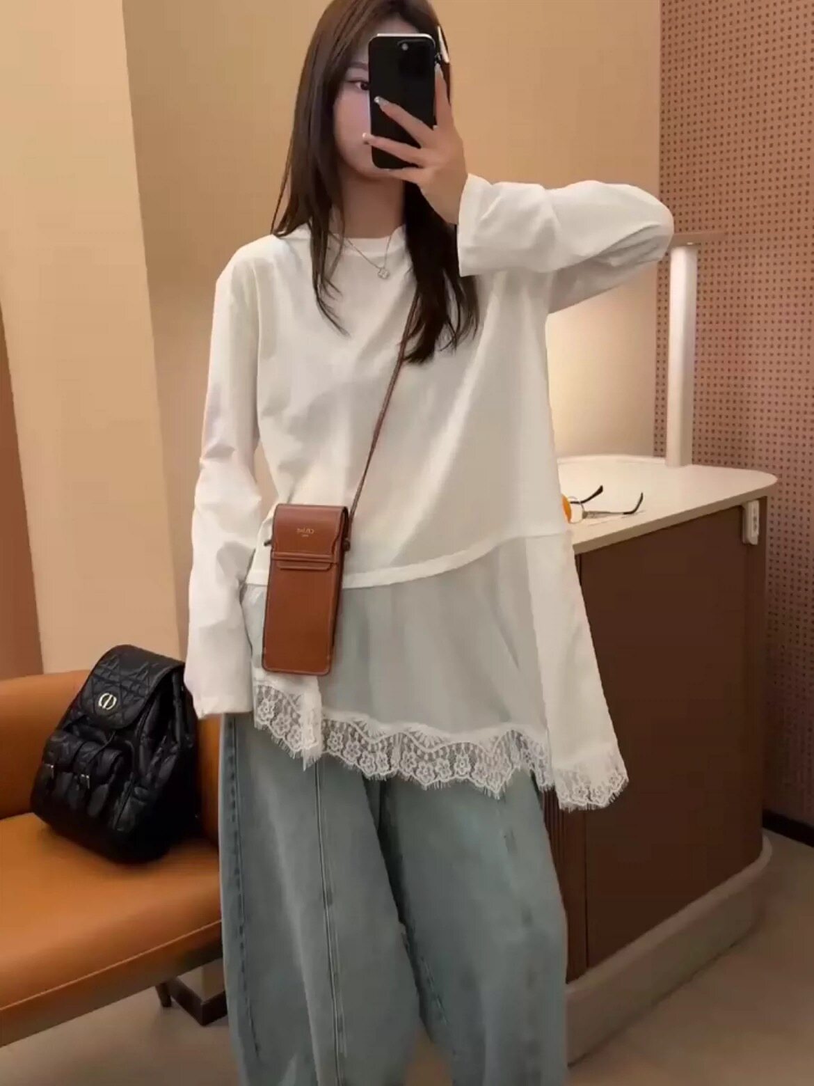 2026春秋新款韩版宽松显瘦百搭蕾丝拼接长袖T恤女休闲打底衫