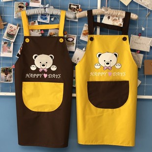 防水防油围裙家用厨房做饭时尚 可爱背带女成人工作服定制logo印字