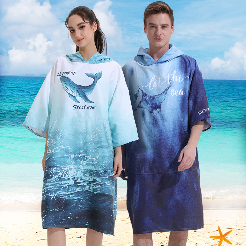 海洋风速干连帽斗篷沙滩浴巾