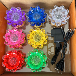 莲花灯插电池两用LED七彩灯七星灯神台小灯佛供灯长明灯荷花灯