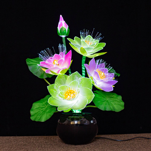 仿真盆景光纤莲花灯客厅夜光灯