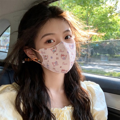 ins女生口罩高颜值显脸小不沾口红玲娜贝儿3d立体卡通印花大人