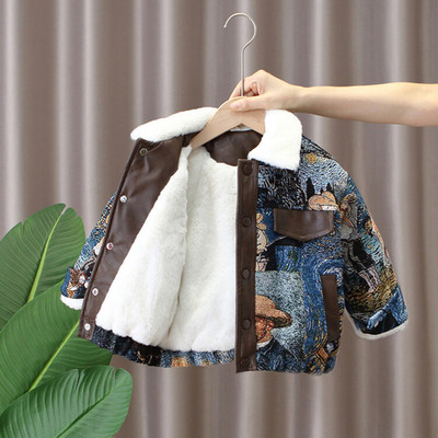 儿童冬装加绒加厚毕加索外套棉袄