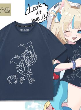 Sameko Saba联名短袖鲨鱼子Vtuber二次元纯棉T恤男女半袖痛衣服夏