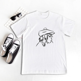 Gorillaz 颓废乐队 白色优质纯棉220克不变形汗衫短袖宽松半袖t恤