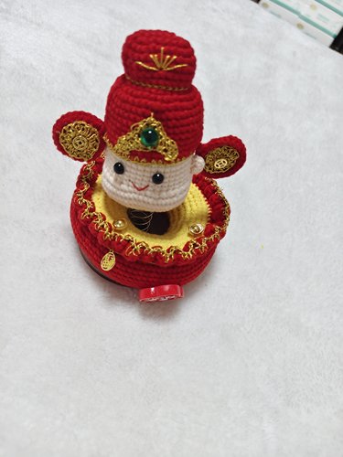成品钩织财神爷摇摇乐车载车饰家居装饰礼物