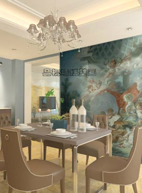 大型壁画客厅电视墙沙发玄关卧室丘比特背景墙欧式壁纸天使油画墙