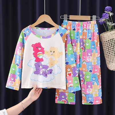 彩虹熊女童睡衣儿童空调夏装春秋2026新款Care Bears小女孩家居服
