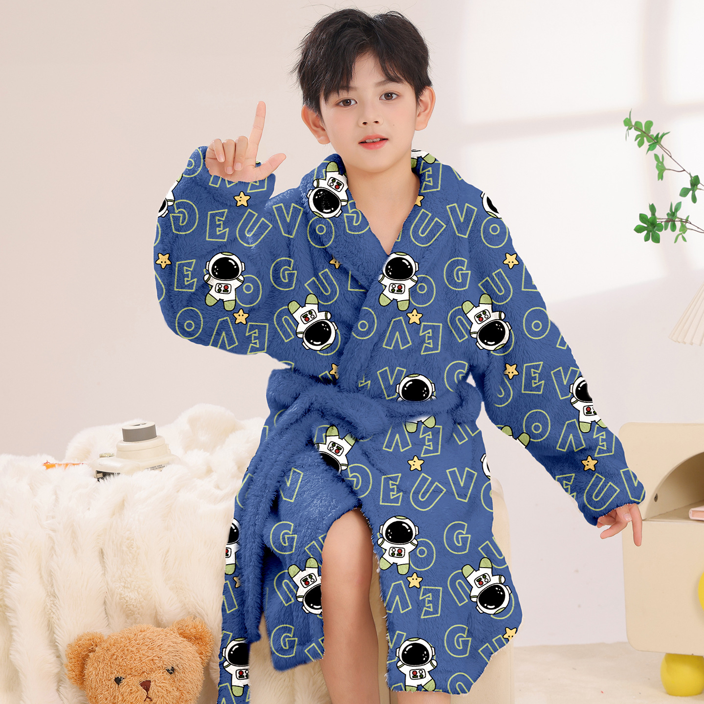 儿童睡衣秋冬款睡袍3小男孩8-9-10岁法兰绒5珊瑚绒6宇航员7太空人