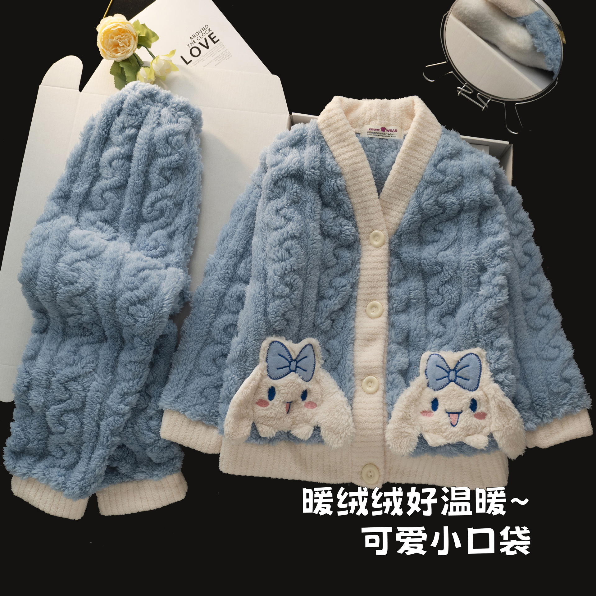 玉桂狗大耳狗3宝宝5女童7学生9女孩10岁加绒款睡衣加厚款和服冬季