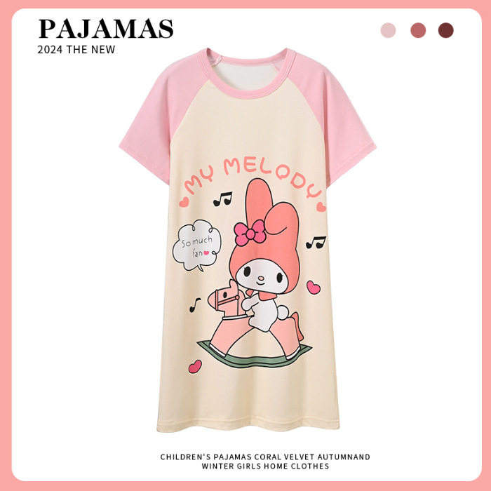 儿童睡裙女童睡衣夏季三四五六七八九十岁小孩女孩子美乐蒂连衣裙