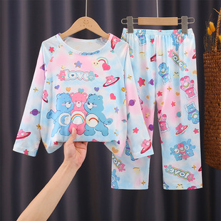 爱心熊CareBears女童春秋季睡衣睡裤 小孩子家居服三四五六七八岁