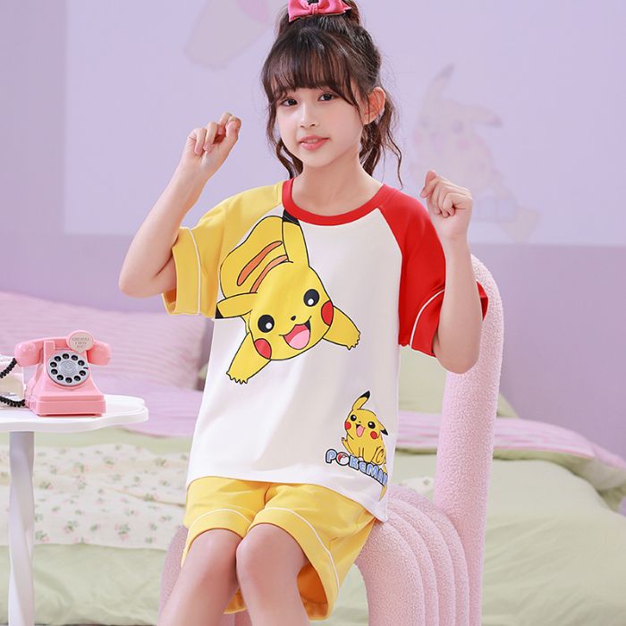 皮卡丘童装2025新款家居服夏中大儿童女款4纯棉5薄睡衣6宝可梦9岁