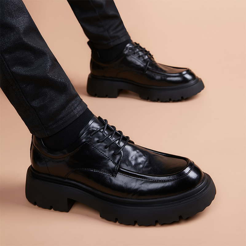 男鞋透气厚底增高真皮男士皮鞋