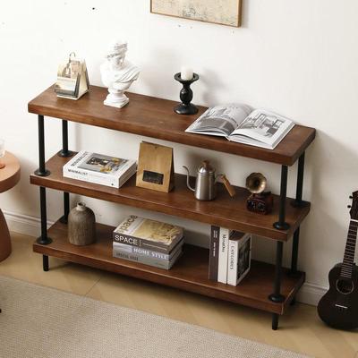 loft工业风实木置物架书架隔板架多层落地收纳架水管陈列展示货架