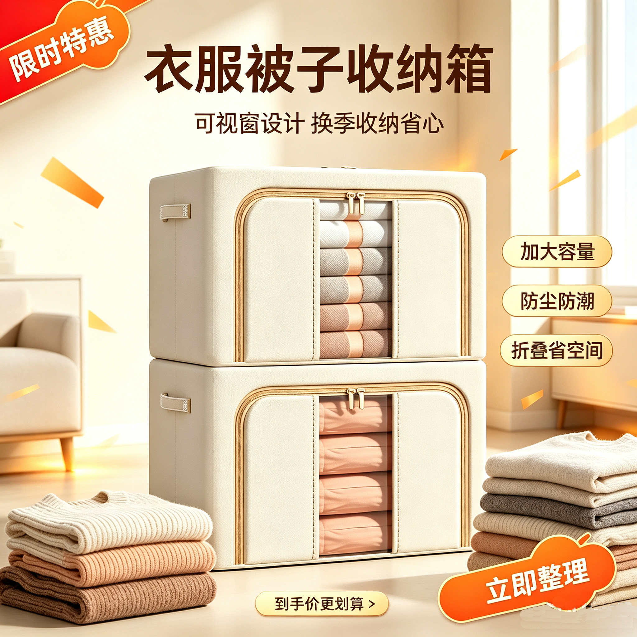 折叠大号衣服羽绒服收纳箱家用