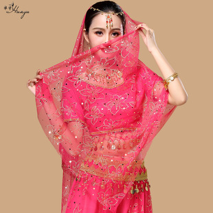 异域风情头饰印度舞肚皮舞表演头纱舞蹈演出配套头纱花纹头纱舞台