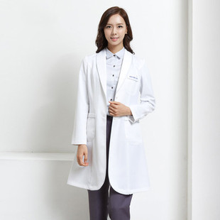 韩国医生服白大褂口腔医生牙科大夫中医外套大褂女款修身中长款冬