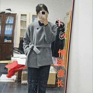 韩系灰色呢子大衣女2025年新款 毛呢外套小个子赫本风高级感正流行