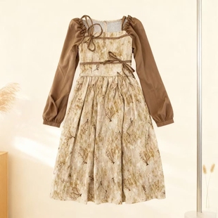 百搭显瘦设计感别致收腰裙子 碎花连衣裙女2025年款 法式 时尚