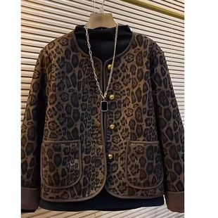 洋气加厚加绒豹纹外套女上衣潮 百搭宽松显瘦时尚 2025秋冬新款 韩版