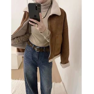 橙色羊羔毛外套女2025新款 秋冬加厚小个子今年流行漂亮小香风 爆款