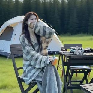 套装 上衣宽松显瘦休闲阔腿裤 慵懒松弛感撞色遮肉条纹罩衫 宽松秋季