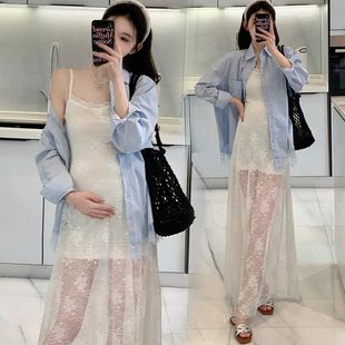 套装 夏季 吊带裙子防晒衣孕妈高级穿搭早秋两件套女 2025新款 孕妇装