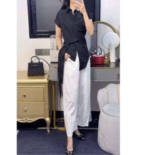 两件套潮夏季 显瘦休闲裤 一整套穿搭女 设计感收腰绑带衬衫 2025新款