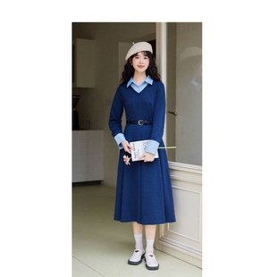 小个子气质收腰衬衫 秋季 裙 连衣裙女2025新款 秋冬学院风假两件长袖