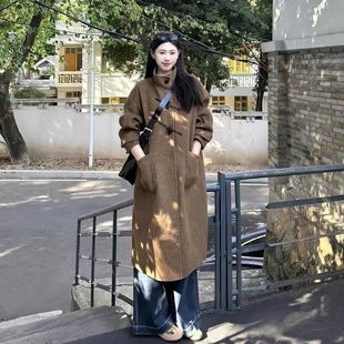 宽松中长款 大码 高级气质外穿呢子大衣 新款 小个子毛呢外套秋冬季