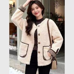 小香风秋冬款 高级感加绒加厚摇粒绒上衣 羊羔毛外套女2025秋冬新款