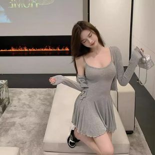 纯欲风辣妹吊带短裙两件套2025年秋季 御姐气质性感连衣裙女 新款