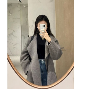 2025秋新款 灰色加棉呢子大衣女外套小个子赫本风高级感气质正流行