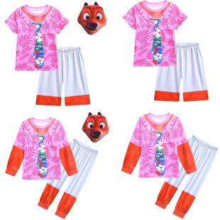 疯狂动物城2儿童短袖T恤短裤睡衣套装女童夏季休闲家居服