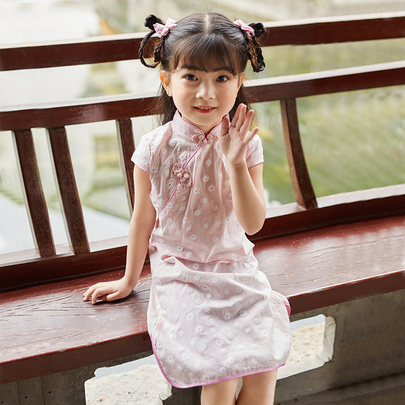 女童旗袍裙2026年夏季新款宝宝汉服棉连衣裙洋气中国风女孩衣服