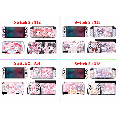 NS2整套贴纸switch2痛机贴三丽鸥库洛米龙猫皮卡丘马里奥蜡笔小新