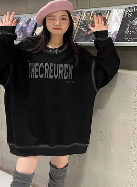 JL SUNFLOWER冬季重工刺绣套头加绒卫衣oversize宽松长袖外套女装