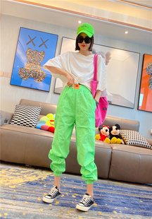 白色裤 松紧腰哈伦裤 子夏季 女ins显瘦百搭宽松休闲束脚裤 薄款 韩版