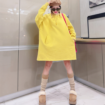 加绒加厚口袋秋冬季打底卫衣女