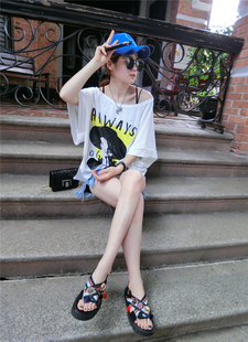 短袖t恤女个性bf原宿风2018潮学生宽松百搭ulzzang上衣女韩版夏装