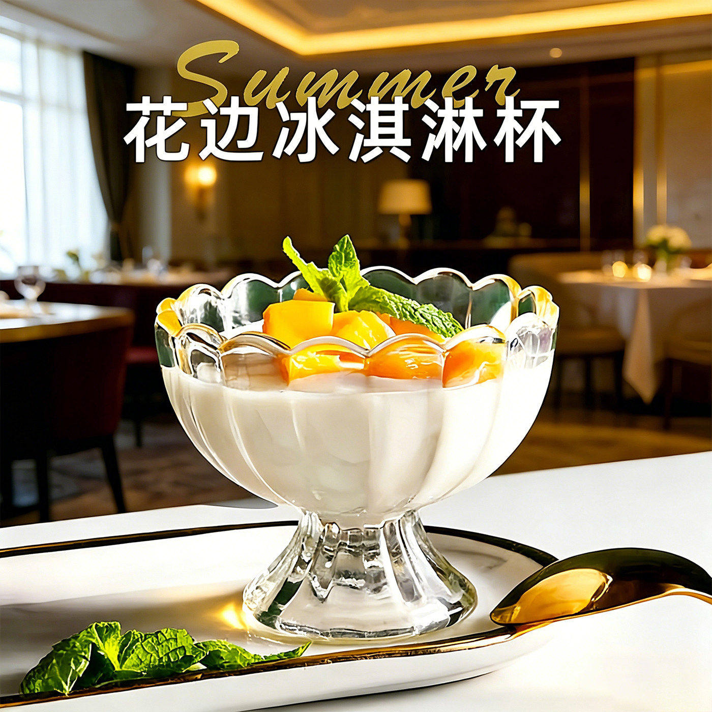 冰淇淋杯酸奶杯高脚布丁杯甜品杯小吃碗ins网红餐厅高颜值玻璃杯