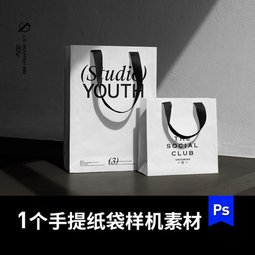 户外手提购物纸袋vi样机贴图服装mockup素材ps效果图设计可改色