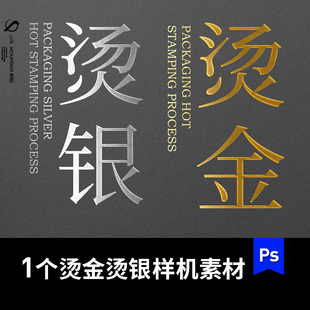 烫金银色包装印刷效果字体特效VI样机模板金属纹理psd设计素材